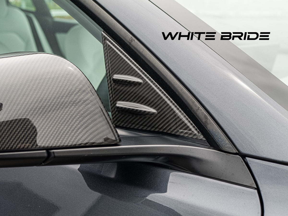 WHITE BRIDE ドライカーボン ドアミラーベース ガーニッシュ テスラ MODEL 3 (2023～)