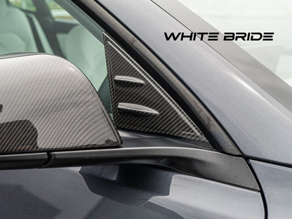 WHITE BRIDE ドライカーボン ドアミラーベース ガーニッシュ テスラ MODEL 3 (2023～)