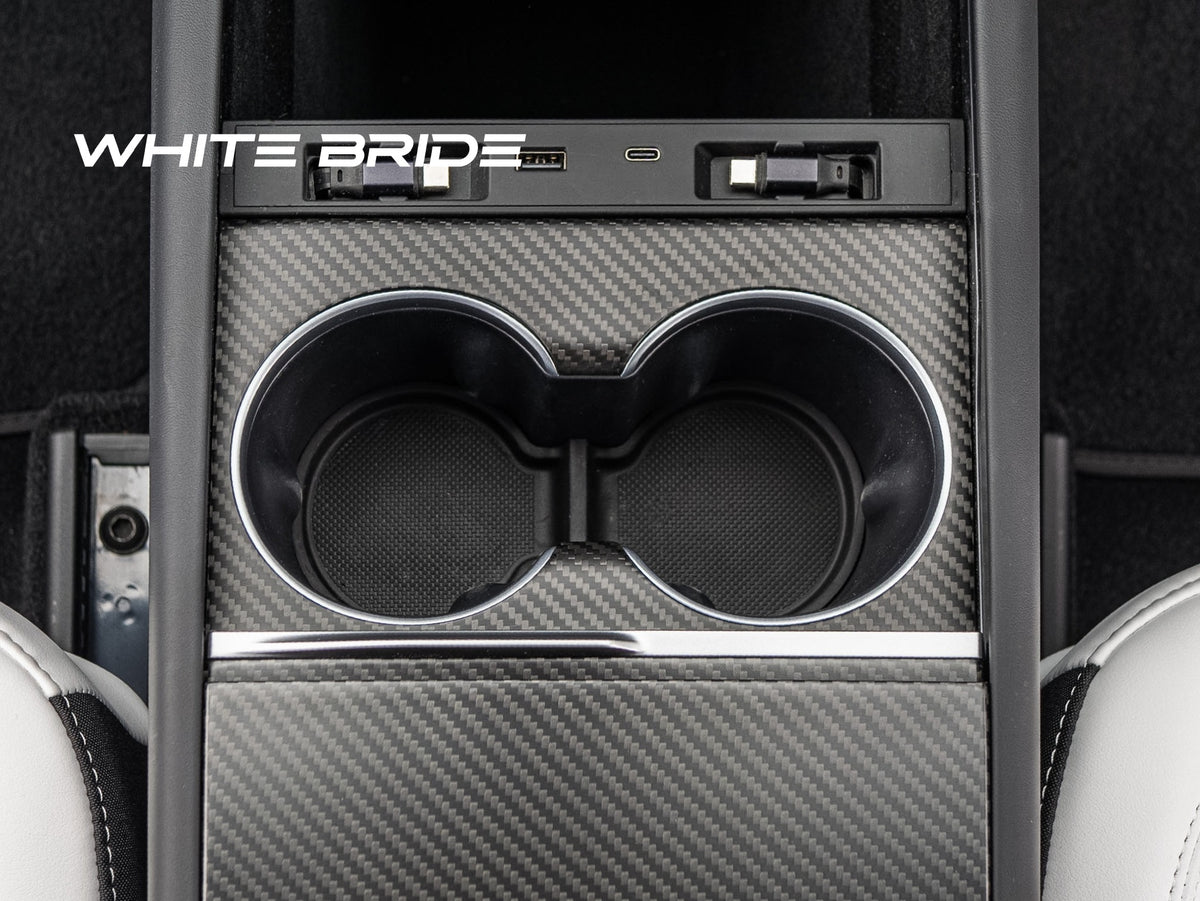 WHITE BRIDE ドライカーボン フロントカップホルダー カバー テスラ MODEL 3 (2023～)