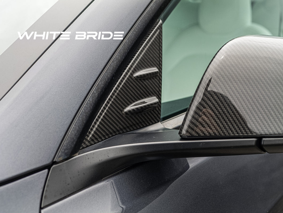 WHITE BRIDE ドライカーボン ドアミラーベース ガーニッシュ テスラ MODEL 3 (2023～)