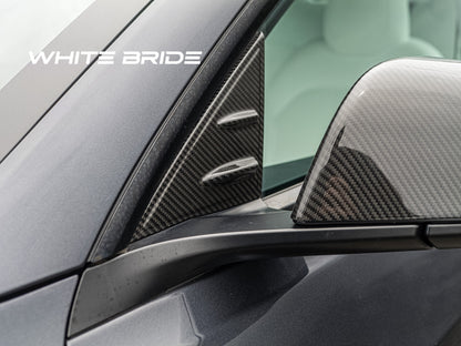 WHITE BRIDE ドライカーボン ドアミラーベース ガーニッシュ テスラ MODEL 3 (2023～)