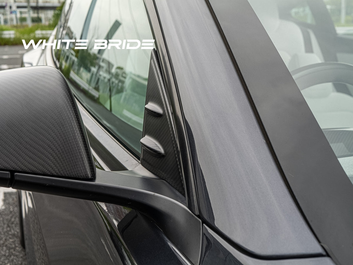 WHITE BRIDE ドライカーボン ドアミラーベース ガーニッシュ テスラ MODEL 3 (2023～)