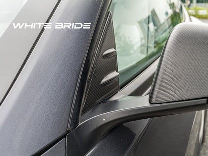 WHITE BRIDE ドライカーボン ドアミラーベース ガーニッシュ テスラ MODEL 3 (2023～)
