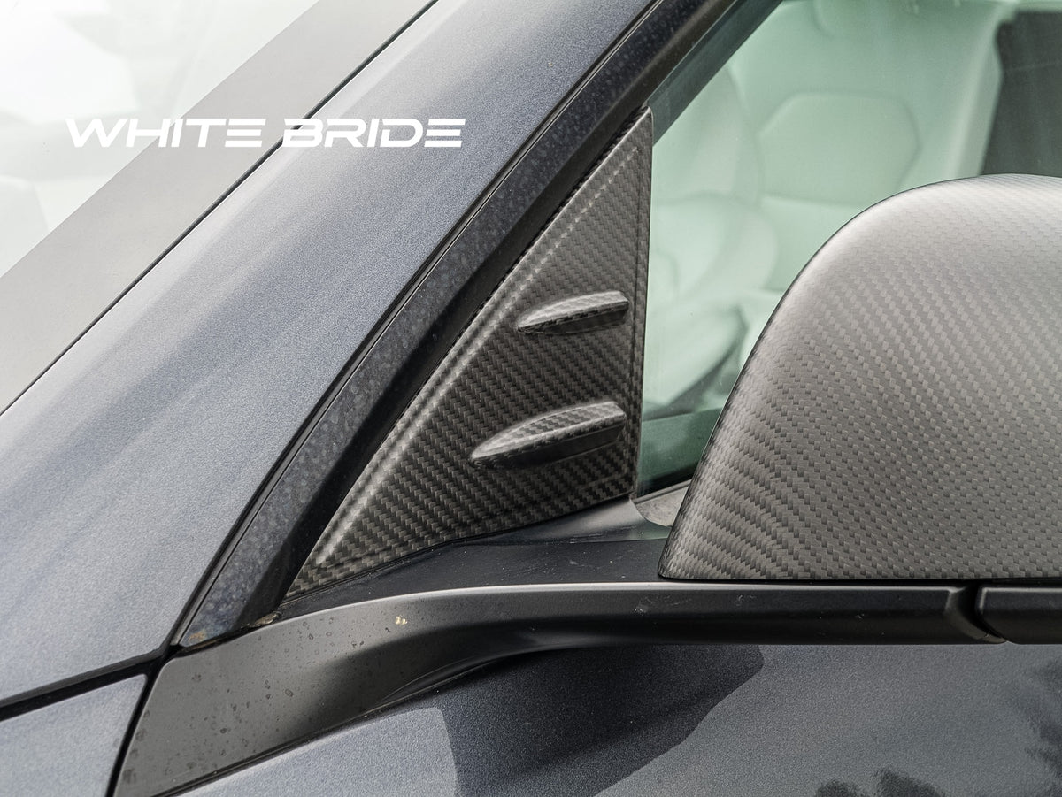 WHITE BRIDE ドライカーボン ドアミラーベース ガーニッシュ テスラ MODEL 3 (2023～)