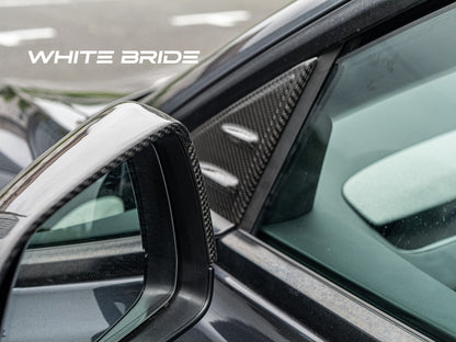 WHITE BRIDE ドライカーボン ドアミラーベース ガーニッシュ テスラ MODEL 3 (2023～)
